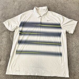 Nike Tiger Woods Collection White striped Golf Polo Shirt size xxl